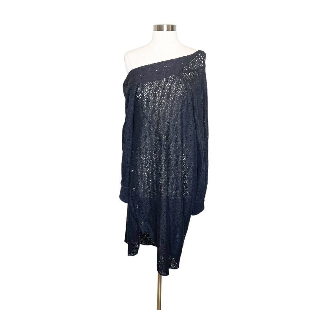 NEW Rachel Comey Size 2 Black Pout Dress Eyelet Asymmetrical Off The Shoulder